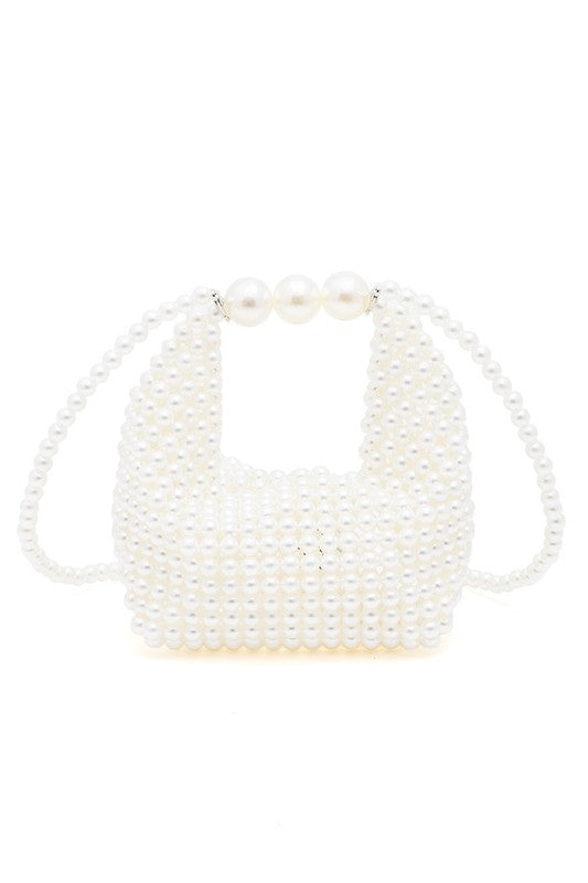 Petite Pearl Braided Top Handle Clutch Bag